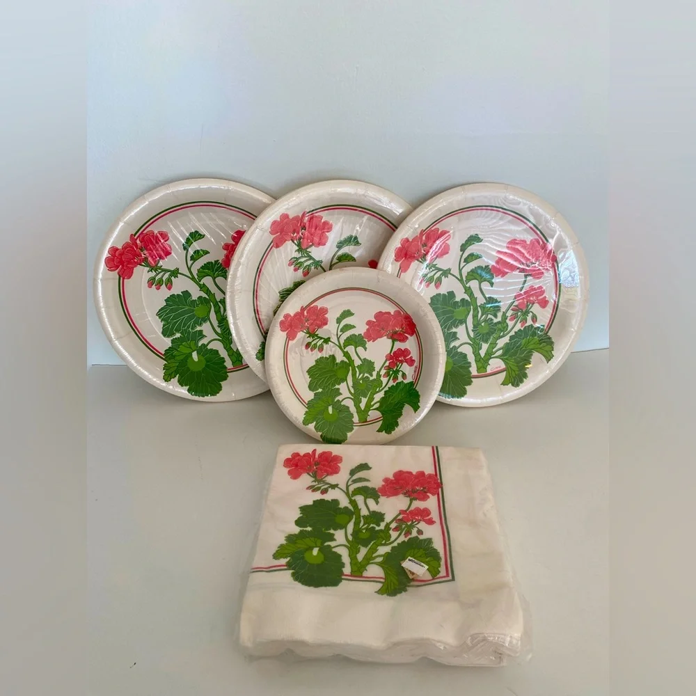 Contempo table set pink flowers plates and napkins
